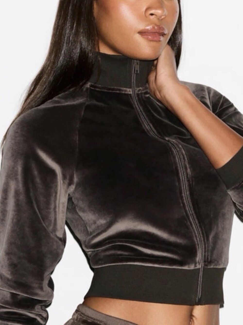 SKIMS Velour Track Jacket | Dark Sepia | M | NWT 🏷️
